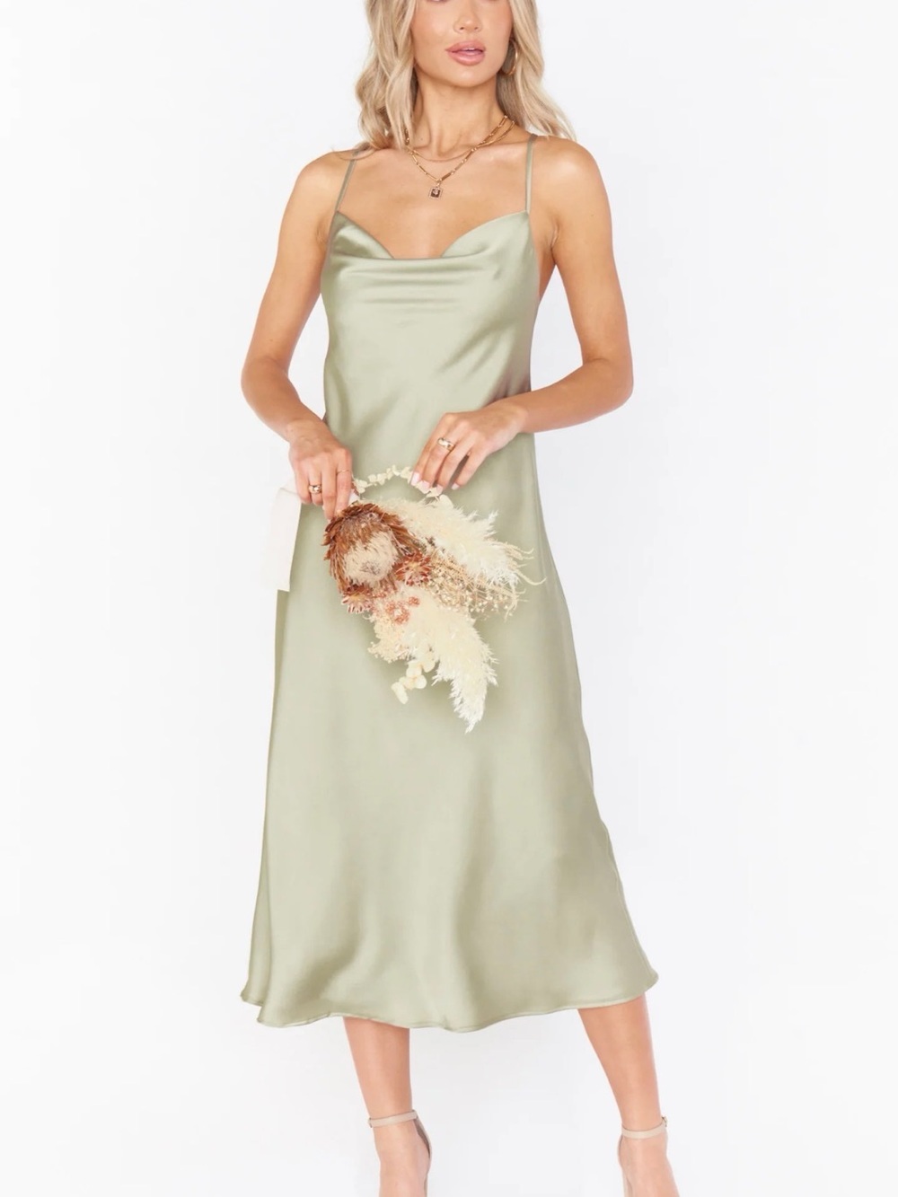 NWT Show Me Your MuMu Midi Dress in Moss Green, Medium